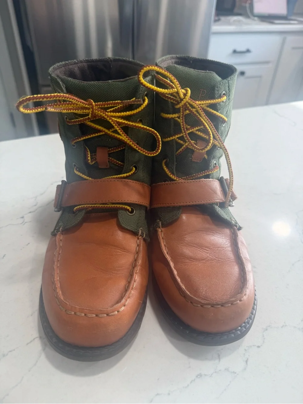 Polo Ralph Lauren Ranger Hi II Leather & Textile Lace-Up Boots Boys Size 5